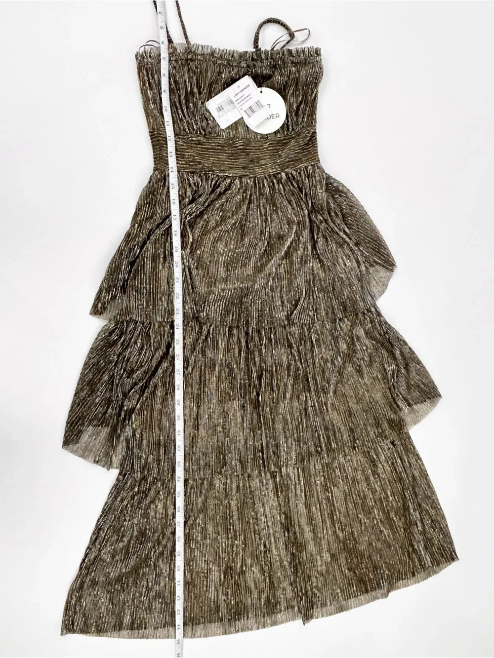 Lost + Wander Le Mysterieux Midi Dress XS Gold Silver Metallic NWT